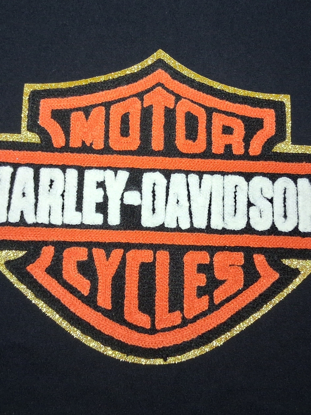 Harley-Davidson Black Tee with Orange, White & Gold Logo
